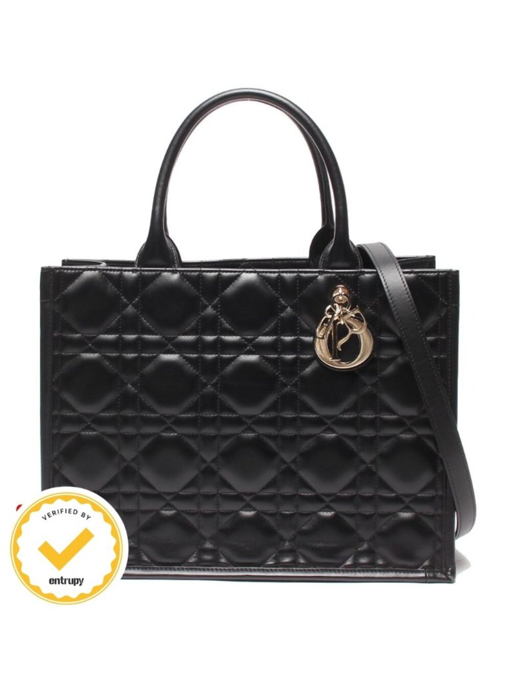 Dior 2-Way Tote Shoulder Bag Book Medium Macro Cannage